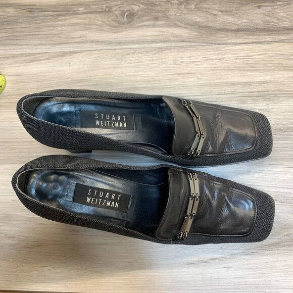 Stuart Weitzman | Minimalist Academia Gray Square Toe Block Heel Size 8.5 B - Picture 12 of 12